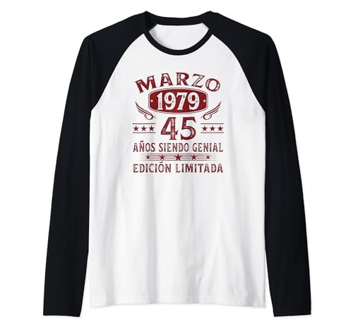 Vintage 1979 45 Años Cumpleaños Hombre Regalos Marzo 1979 Camiseta Manga Raglan