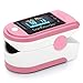 Produktbild SaniVerde® PulsOximeter mit 360° LED Anzeige in 5 Farben - Finger Oximeter, Pulsoxymeter, Messgerät für Sauerstoffsättigung und Puls mit Tasche (Tea Rose)