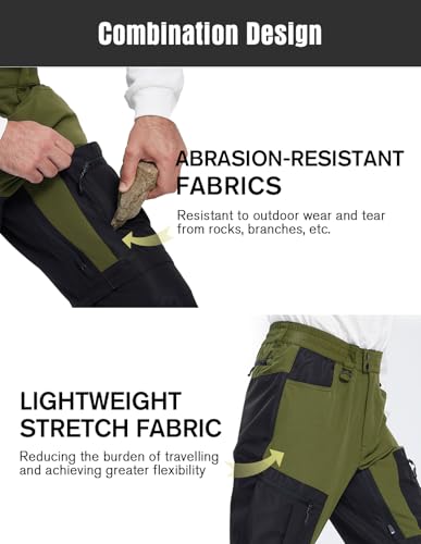 fit space Men's Reinforced Hiking Pants Tapered Zip Off Trekking Pants Convertible Vented3