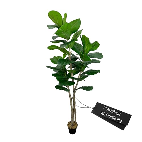 Cypress & Alabaster Handmade 7ft Oversized Fiddle Leaf Fig Ficus Lyrata Artificial Tree with...