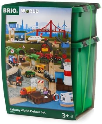 BRIO World Railway World Deluxe Set - 106-Piece FSC-Certified Wood and Accessory Train Set - Works with All Wooden Train Sets - Includes Tracks, Vehicles, Bridge & More - Kids Ages 3 & Up — view 3