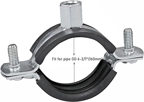 Peromi 2 Pcs Split Ring Pipe Hanger Heavy Duty Adjustable Pipe Bracket Clamp Wall Ceiling Mount Pipe Support Id 6 2/7 Inch(160Mm) #TOP1