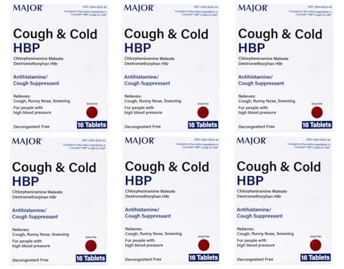 Major 700844 Cough & Cold Hbp Antihistamine Suppressant Tablets For People With High Blood Pressure cover