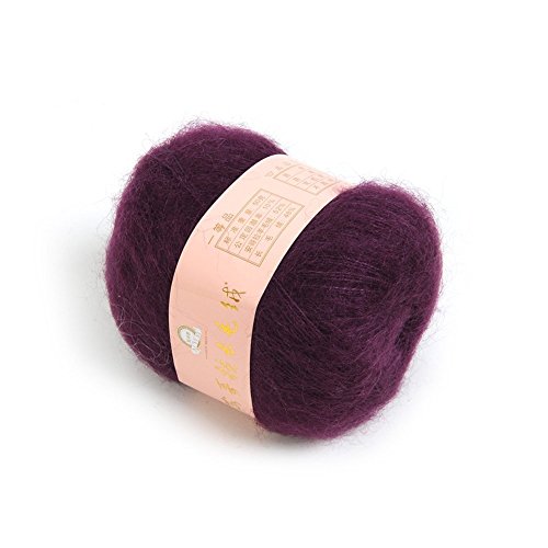 ankko 1u00a0pieza suave natural Angola Peluche Mohair lana de cachemira Ovillo de lana hilo de algodónu00a0u0096u00a0Color Lila