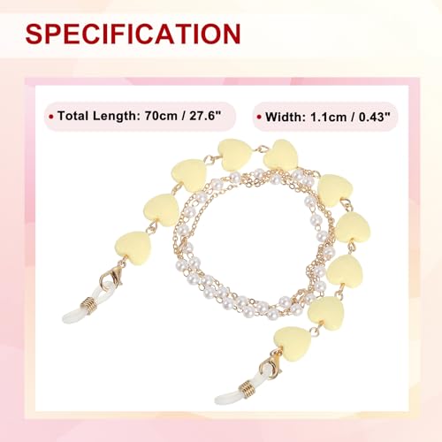 Image of uxcell Beads Eyeglass Chain, Pearl Glasses Strap Eyewear Retainer Chain Around Neck Sunglass Holder for Girls Women