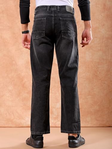 Image of The Indian Garage Co Men Vintage Straight Fit Solid Mid-Rise Jeans