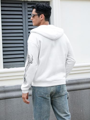 Floerns Men's Causal Graphic Print Long Sleeve Zip Up Drawstring Thermal Hoodies Sweatshirt With Pockets2