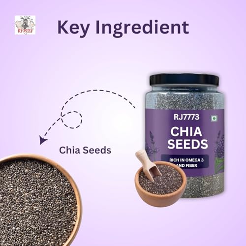 Image of RJ 7773 Chia Seeds For Eating (Jar Pack) Healthy Snack For Immunity Booster, Rich in Fiber - Diet Snacks For Weight Loss, best source of omega 3 (Chia Seeds -100g)