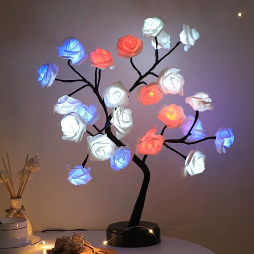 Lampe LED rose télécommande résout éclairage sombre table amovible tactile