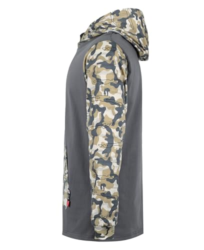 Image of BOCOMAL FR Hooded T Shirts Utility Pocket Fire Resistant Summer Hoodie CAT2 | 6oz Midweight Flame Retardant Cotton Hoodies,Kangaroo /Button Pocket,NFPA2112,Rib-Knit Cuffs,FRC Welding Arc Rated Work Shirt