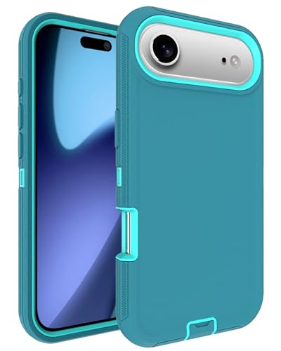 Image of for iPhone Air Case with Port Cover, Rubber Matte Finish, Teal | 3-Layer Heavy Duty Armor, 16ft Drop Protection, Non-Slip Shockproof & Anti-Fingerprint