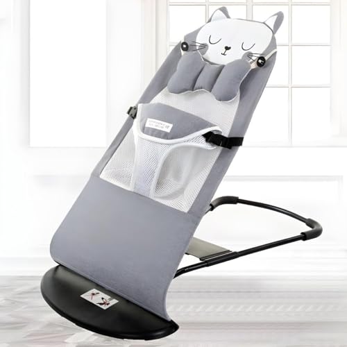 Image of SHIPHAPPENS Ergonomic Natural Baby Bouncer Rocking Chair with Multi-Position Recline | Portable Foldable Infant Seat with Safety Harness & Toy Bar | Suitable for Newborn to 12 Months.