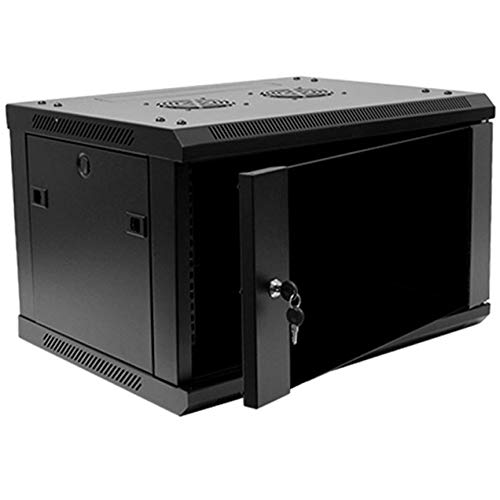NavePoint 6U Deluxe IT Wallmount Cabinet Enclosure 19-Inch Server Network Rack with Locking Glass Door 16-Inches Deep Black with Shelf