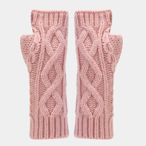 Winter 3 PCS Beanie Hat Gloves Scarf for Men and Women, Knit Fleece Lined Warm Touchscreen Gloves Beanie Scarf Set (Pink, One Size)3