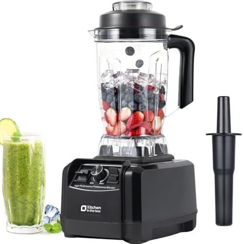Kitchen in the box 68 OZ Professional High Performance Countertop Blender with Stainless Steel Blades, BPA Free Large Capacity Blender for Smoothies, Ice Crush, Milkshake (Black)