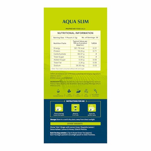 Image of Leeford Aqua Slim Green Tea Pack of 2 (30 Tea Bags Each)|Garcinia,Hibiscus & Moringa Blend|Supports Weight Management,Fat Burn & Digestion|Natural Detox & Metabolism Booster|Enjoy With Honey