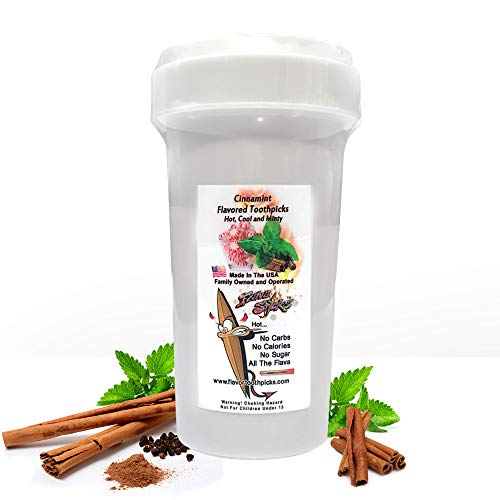 350 Count Cinnamint Flavored Toothpicks with Reusable Plastic Pop Top-FBA