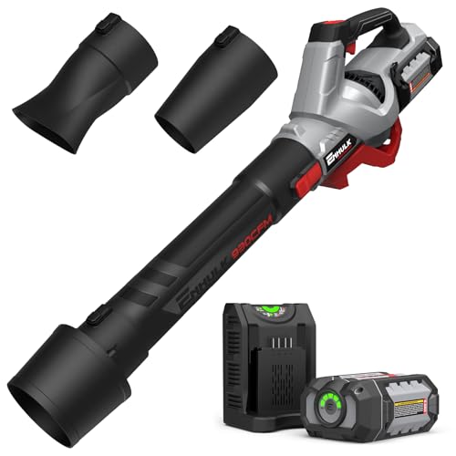 Enhulk 58V Cordless Leaf Blower, 930CFM 200MPH Brushless Power, with 5.0Ah Battery & Charger, Variable Speed & Turbo Mode for Yard, Leaves, Dust, and Snow