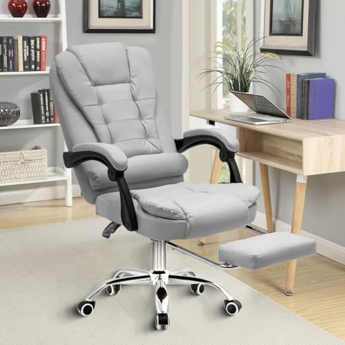 Cadeira de escritório presidente, cadeira de home office com apoio para os pés e encosto ajustável (