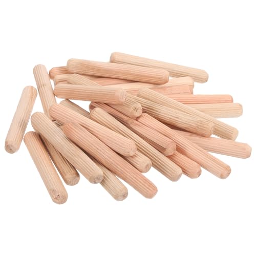 uxcell 50 Pcs Wooden Dowel Pins, 10 x 70mm (0.39 x 2.76 Inch) Wood Dowels Rods, Fluted Dowel Joints for Grooved Woodworking Furniture Craft