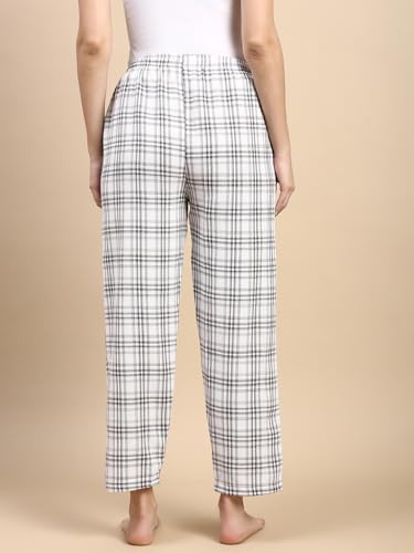 Image of KRYPTIC Women's 100% Pure Cotton Woven Pyjama | Mid Rise Relaxed Fit Full Length Nightwear Pant with Elasticated Drawstring Waistband & Side Pocket | Comfortable Lounge, Sleepwear & Casual Bottom Wear