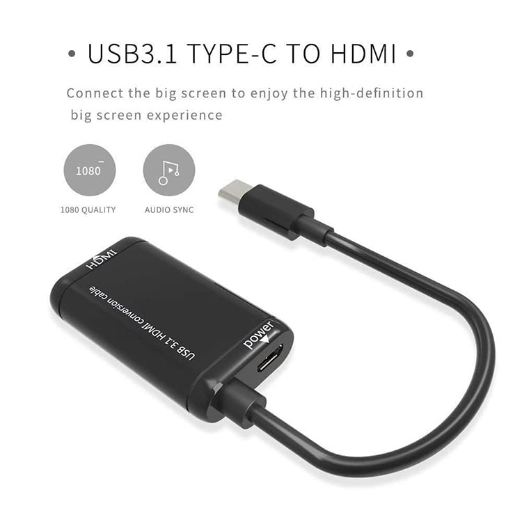 USB C to HDMI Adapter, USB Type-C to HDMI Adapter 12 cm USB 3.1 Cable 1080p For Mobile Phones with usb3.1 Type c Port and MHL Function - Image 2