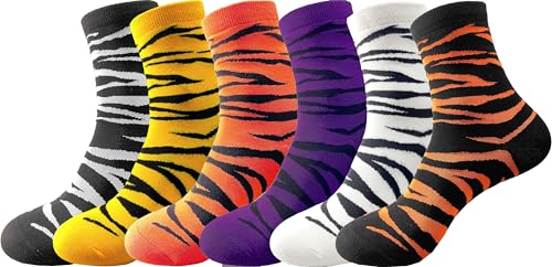 Image of Animal Print Crew Socks Trendy Pattern Quartz Socks Leopard Printed Dress Socks for Women, Men