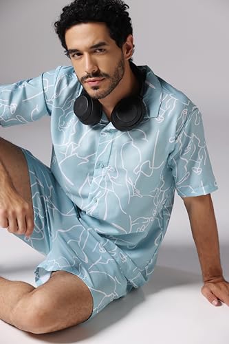 Image of Leriya Fashion Night Dress for Men || Rayon Multi Printed Night Dress for Men || Summer & Beach Wear for Men || Sleepwear Pajama Set for Men || Coord Set for Men