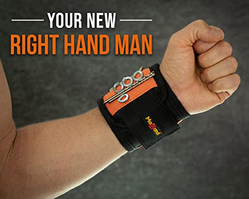 Magband Magnetic Wristband For Holding Screws, Nails And Drilling Bits - 10 Strong Magnets - Men & Women's Tool Bracelet - Gift Ideas For Dad, Husband, Handyman Or Handy Woman #TOP5