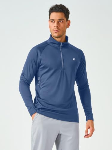 Image of NORTHYARD Men's Quarter Zip Pullover Athletic Running Shirt Long Sleeve | 1 /4 Zip Top, Quick Dry Lightweight, Moisture Wicking Breathable, Reflective Strips, Performance Workout Gym, Hiking Sports