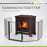 Juskys Metall Kaminschutzgitter 300 x 76 cm klappbar - Schutzgitter für Tiere - 5 Elemente inkl. Tür - Laufgitter Absperrgitter