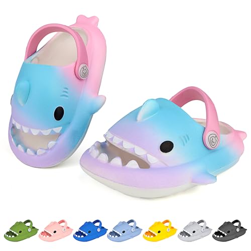 Image of Kids Shark Cloud Slides | Boys Girls Slip On Sandals | Toddler Beach Slippers | Youth Fish Flip Flops Pool Shower Shoes