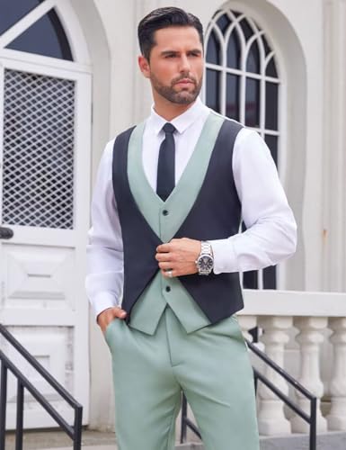 Wangyue Men's Tuxedo Suit 3 Piece Suits for Men Wedding Slim Fit Prom Tuxedo for Men Dinner Party Blazer Vest Pants Set3
