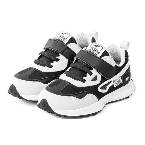 Dr Kong Toddler Shoes Kids Shoes for Boys and Girls Lightweight Durable Casual Athletic Kids Sneakers for Toddlers and Little Kids 7 Toddler Black/White