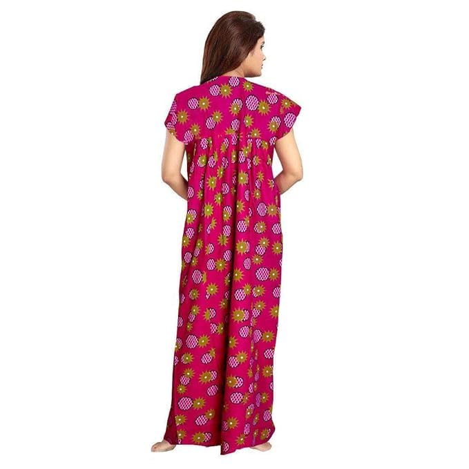 Image of Nighty for Women Cotton Printed Maxi Gown Ankle Length Nighty Night Dress Gown for Women Maxi - (Pack of 2)