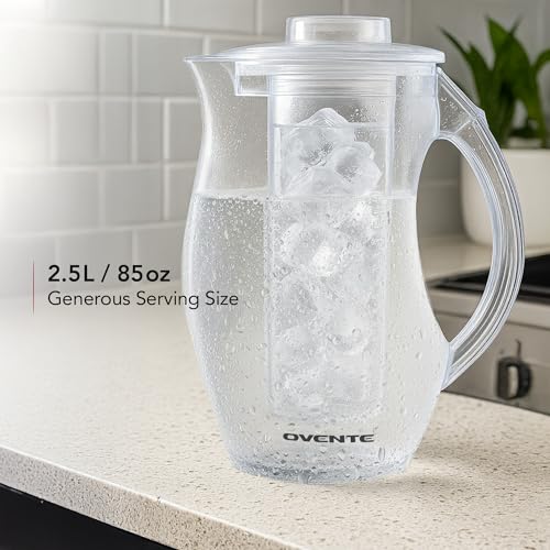 Ovente PIA0852C Fruit Infusion Pitcher, 2.5 Liter, BPA-Free Plastic, Clear