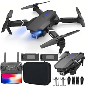 SGM-E88 4K Drone with Camera – Foldable Cameras Drone with Dual Lens Wifi RC Quadcopter 360° Rotation Stunt, Drones with Camera 4K Professional for Kids & Adults with 2 Batteries & Bag