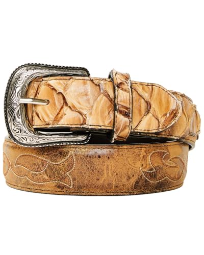 Cody James Men's Exotic Pirarucu Billet Belt Lt Brown 40