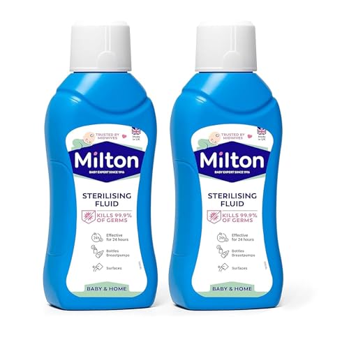 2 x Milton Sterilising Fluid 500ml Baby Bottle Cleaner Cold Water Steriliser Ideal for Breastpumps Surfaces Home Soothers Toys Anti-Germ Efficacy
