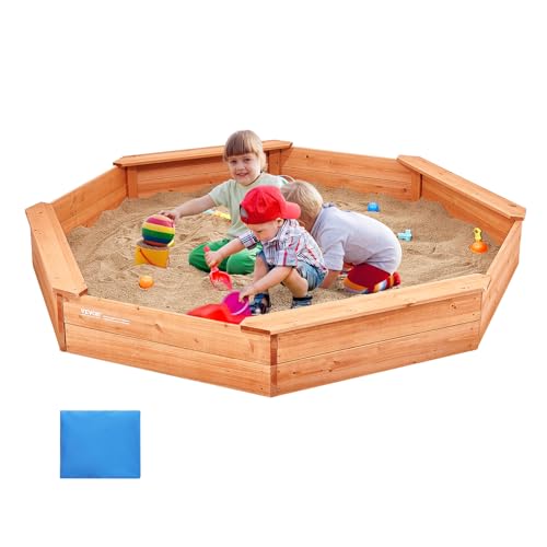VEVOR Holzsandkasten mit Abdeckung, achteckiger Sandkasten, Sandgrube mit 4 Sitzplätzen & Bodenauskleidung, Kindersandkasten für den Garten, Geschenk für Jungen & Mädchen im Alter von 3–12 Jahren VEVOR Holzsandkasten mit Abdeckung, achteckiger Sandkasten, Sandgrube mit 4 Sitzplätzen & Bodenauskleidung, Kindersandkasten für den Garten, Geschenk für Jungen & Mädchen im Alter von 3–12 Jahren