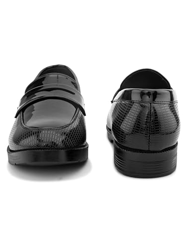 Image of STANPHORD Mens Loafers Men tan petant Leatherette Wrinkle Free Shiny Glossy Formal Office wear Slip on Moccasins Loafers Penny Shoes Without Laces