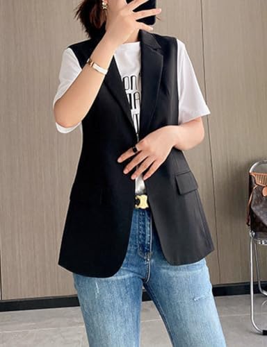 IDEALSANXUN Womens Vest Casual Lightweight One Button Sleeveless Blazer Jackets Vest Tops2