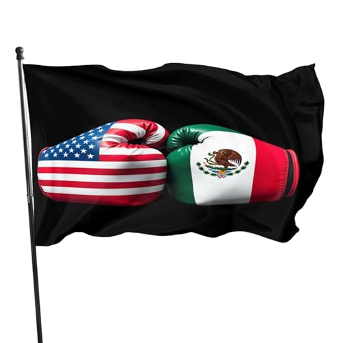 3x5 Ft Square Flags With Brass Grommets Apply Usa Vs Mexico Flag Boxing Gloves Banner Outdoor Sign Poster Backdrop Wall Decorative Garden Yard House Dindoor