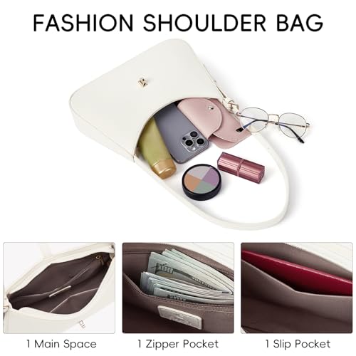 Image of CLUCI Shoulder Bag for Women, Purses for Women, Handbag Hobo Bags Vegan Leather Crossbody Purse with Adjustable Strap White