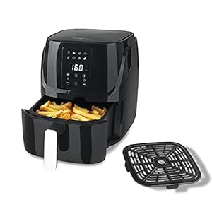 MAXXMEE Heteluchtfriteuse, digitaal, 3 liter, combinatie, heteluchtoven, grill en friteuse, 8 programma’s en timerfunctie, frituren, grillen, bakken, ontdooien, verwarmen en warm houden, 1300 W