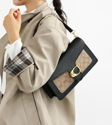 Image of Diva Dale Signature Canvas Shoulder Bag, Brown Leather with Monogram Pattern, Gold Hardware, Adjustable Strap
