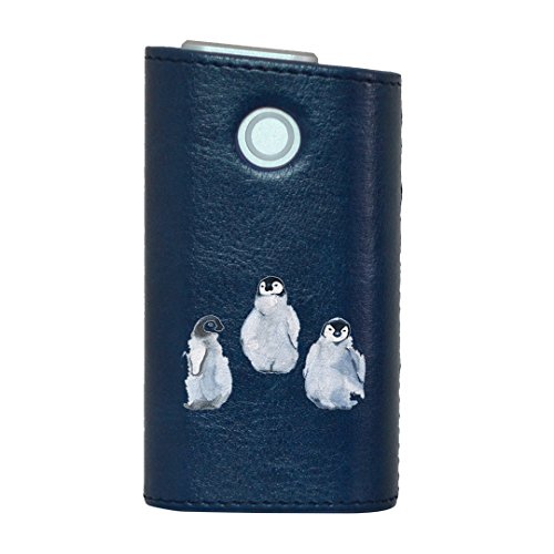glo グロー グロウ 専用 レザーケース レザーカバー タバコ ケース カバー 合皮 ハードケース カバー 収納 デザイン 革 皮 BLUE ブルー ペンギン かわいい 動物 014775