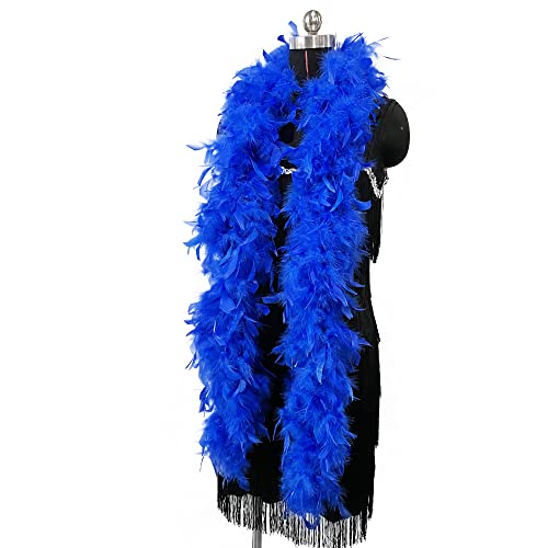 2 Yards 100g Turkey Chandelle Feather Boa for DIY Craft Party Dancing Dress Up Halloween Decoration-ROYAL BLUE