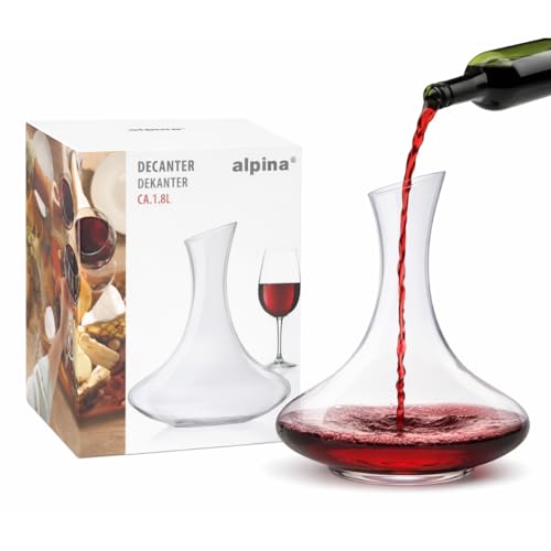 alpina Dekanter – Dekanter Rotwein – Weinkaraffe dickes Glas – Decanter Wein 1,78 Liter - Wein Karaffen - Dekantierer Rotwein - Karaffe Wein