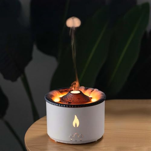 Difusor de Aromas e Umidificador de Ar 2 em 1: Modo Água-Viva e Erupção, LED Decorativo, Tanque 300ml para Ambiente Aconchegante | Difusor Elétrico de Ambiente e Umidificador Eficiente